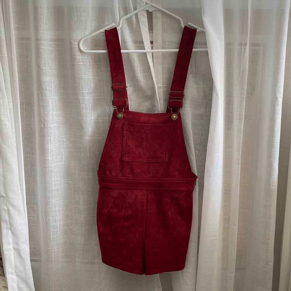 Suede Red short overalls
